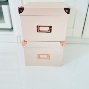 Pink Rose Gold Accent Storage Boxes